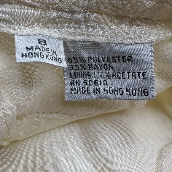 Nolan Miller 8 Ivory Cream Two Piece Pencil Skirt Strap Top Bridal Set VTG - Picture 6 of 13